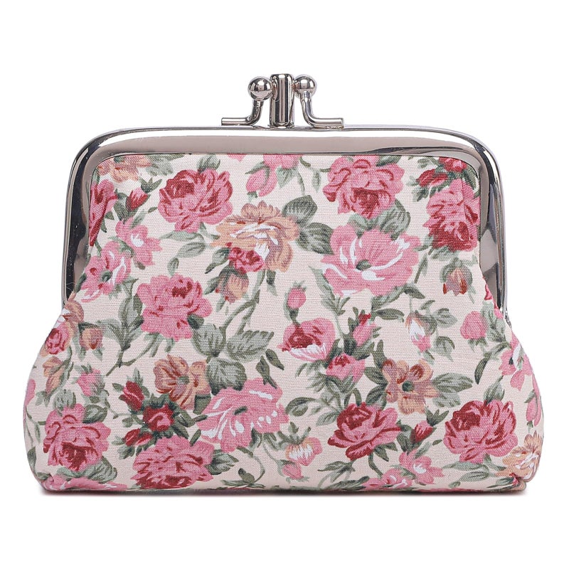Sanxiner Cute Floral Buckle Coin Purses Vintage Pouch Kiss-lock Change Purse Wallets - Image 1